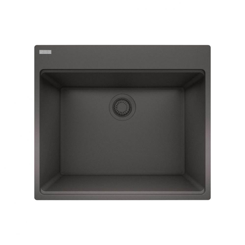 Maris Dual Mount 25-in x 22-in Granite Dual Mount Single Bowl Laundry Sink in Slate Grey