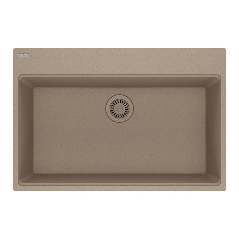 Franke Maris Dual Mount 31-in x 20.88-in Fragranite Single Bowl Kitchen Sink in Oyster