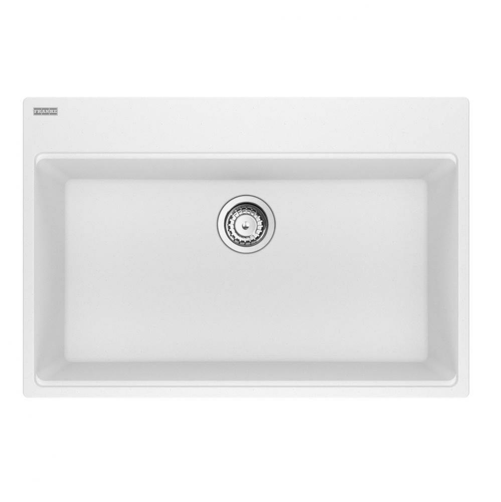 Maris Topmount 31-in x 20.88-in Granite Single Bowl Kitchen Sink in Polar White