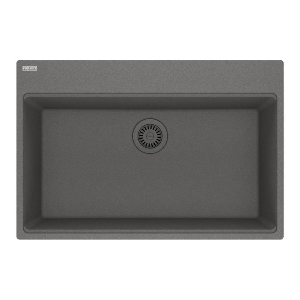 Franke Maris Dual Mount 31-in x 20.88-in Fragranite Single Bowl Kitchen Sink in Stone Grey