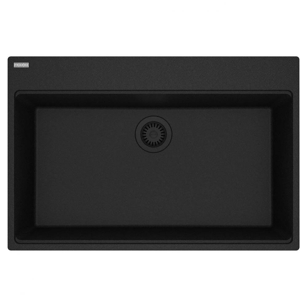 Franke Maris Dual Mount 33-in x 22-in Fragranite Single Bowl Kitchen Sink in Onyx