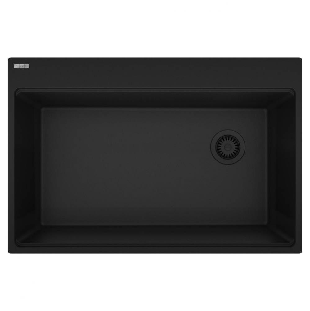 Franke Maris Dual Mount 33-in x 22-in Fragranite Single Bowl Kitchen Sink in Matte Black