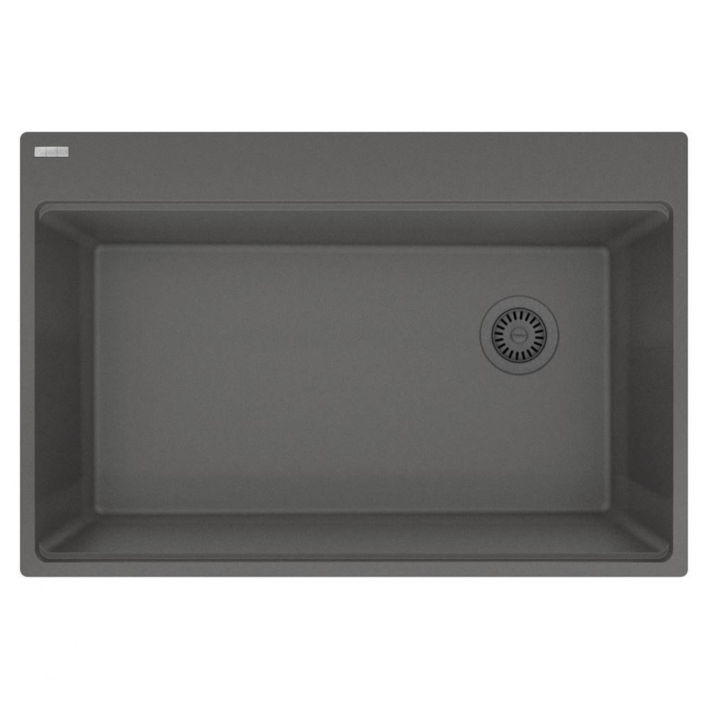 Maris Topmount 33-in x 22-in Granite Single Bowl Kitchen Sink in Stone Grey