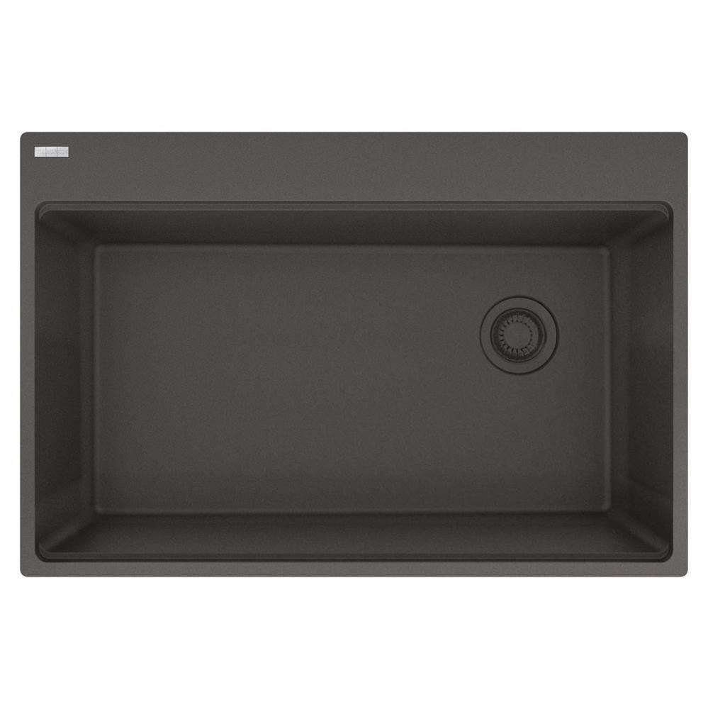 Maris Topmount 33-in x 22-in Granite Single Bowl Kitchen Sink in Slate Grey