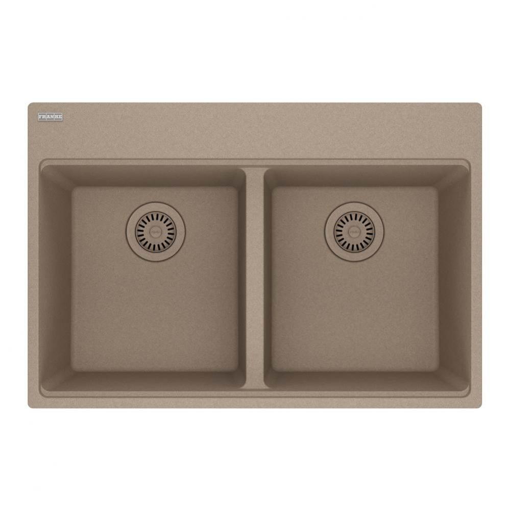 Franke Maris Dual Mount 31-in x 20.88-in Fragranite Double Bowl Kitchen Sink in Oyster