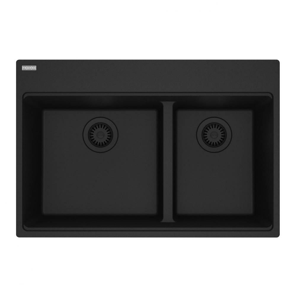 Franke Maris Dual Mount 31-in x 20.9-in Fragranite Double Bowl Kitchen Sink in Matte Black