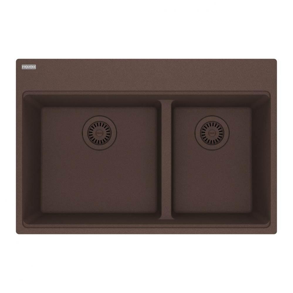 Maris Topmount 31-in x 20.9-in Granite Double Bowl Kitchen Sink in Mocha