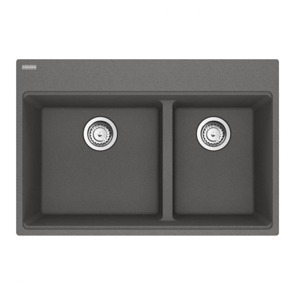 Maris Topmount 31-in x 20.9-in Granite Double Bowl Kitchen Sink in Stone Grey