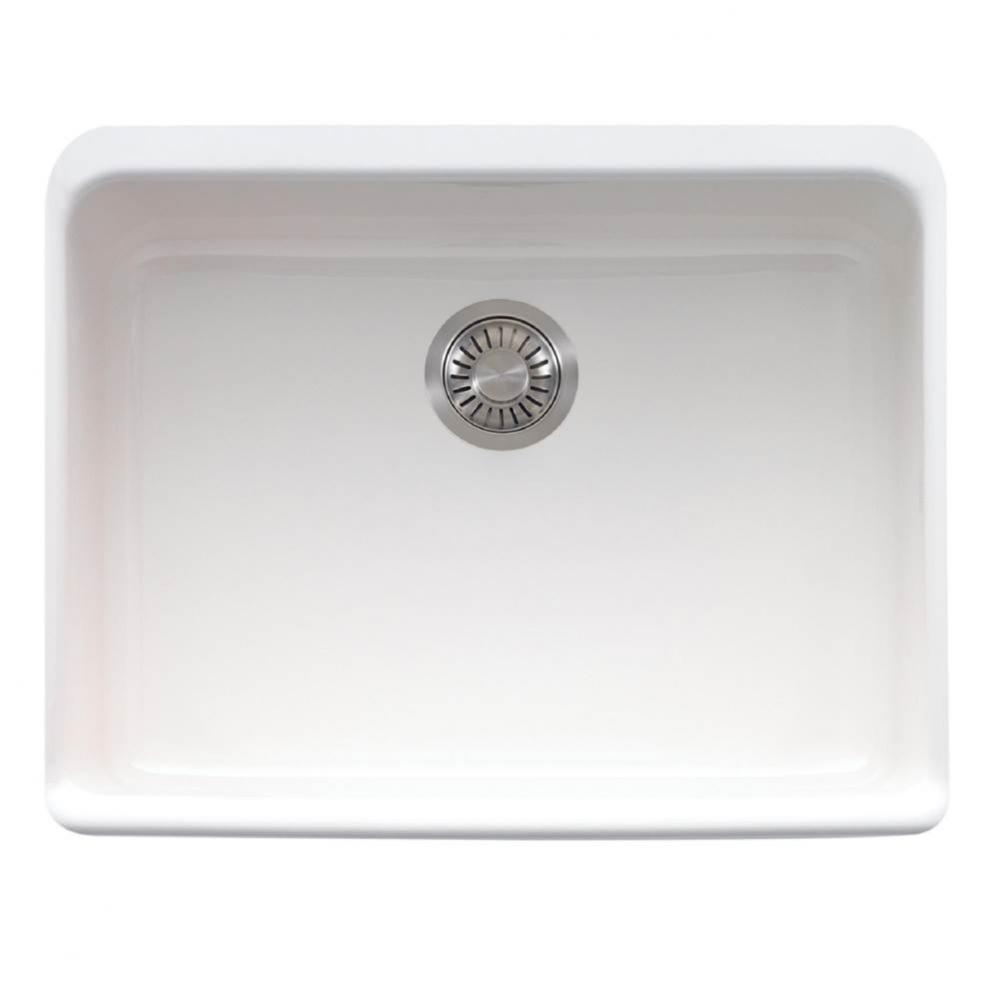 Manor House 23.62-in. x 19.88-in. White Apron Front Single Bowl Fireclay Kitchen Sink - MHK110-24W