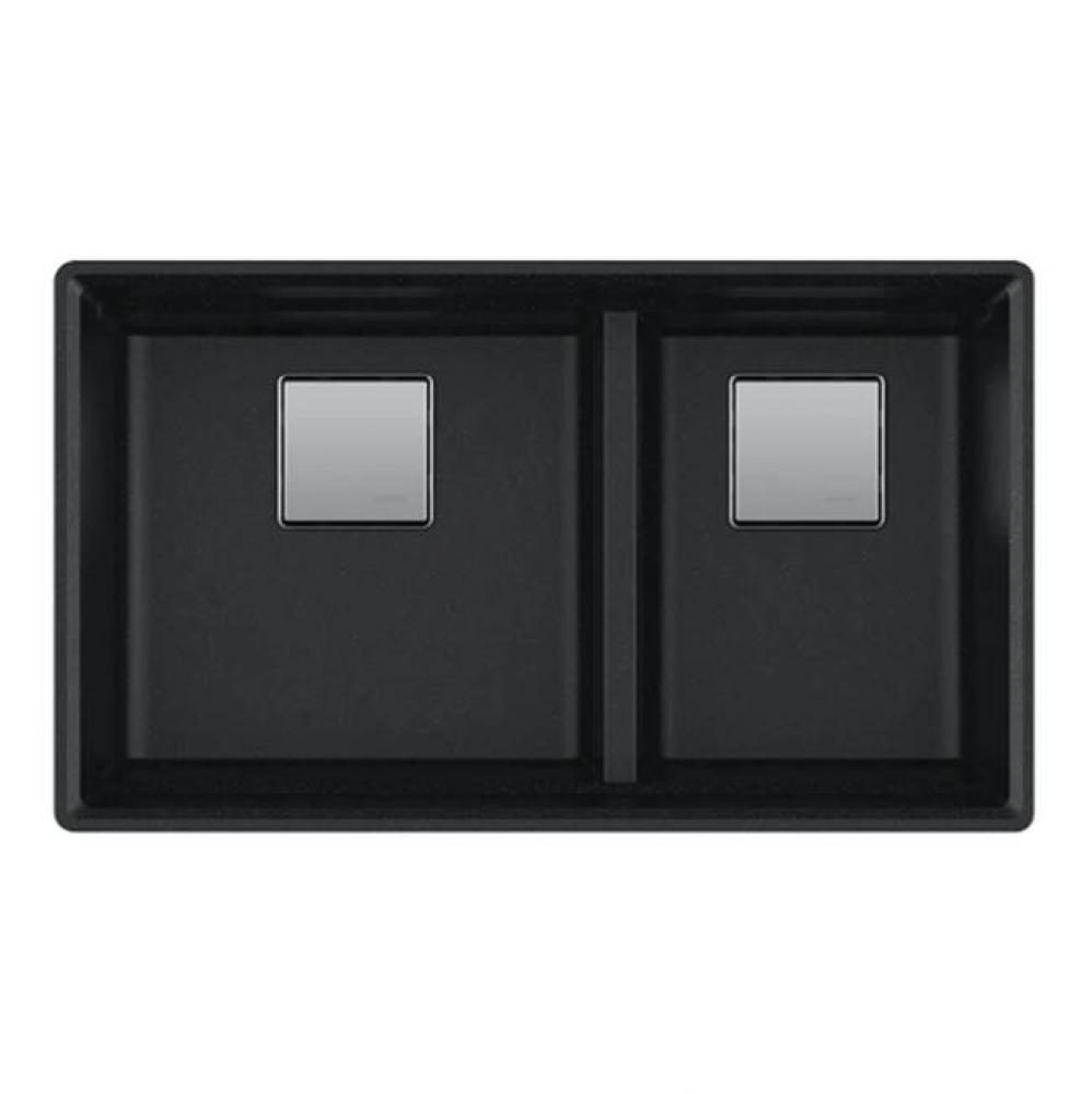 Peak 32.0-in. x 18.8-in. Granite Undermount Double Bowl Kitchen Sink in Onyx