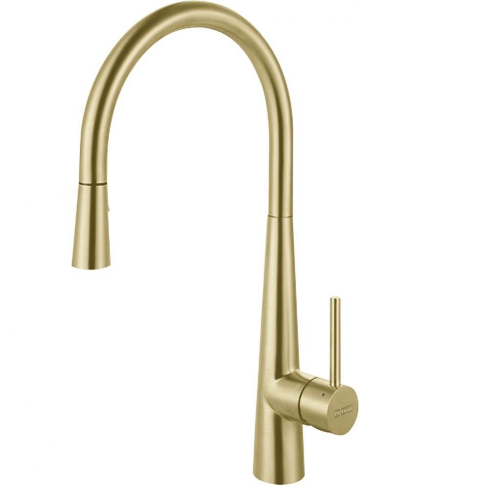 Steel 17.5-inch Single Handle Pull-Down Kitchen Faucet in Gold, STL-PD-IBK