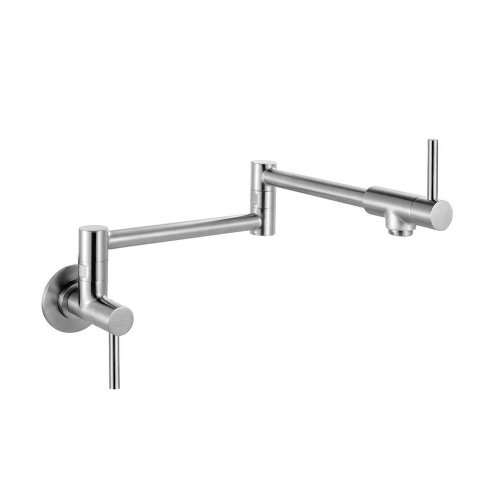 Steel Series Two Handle Wall Mounted Pot Filler, Stainless Steel