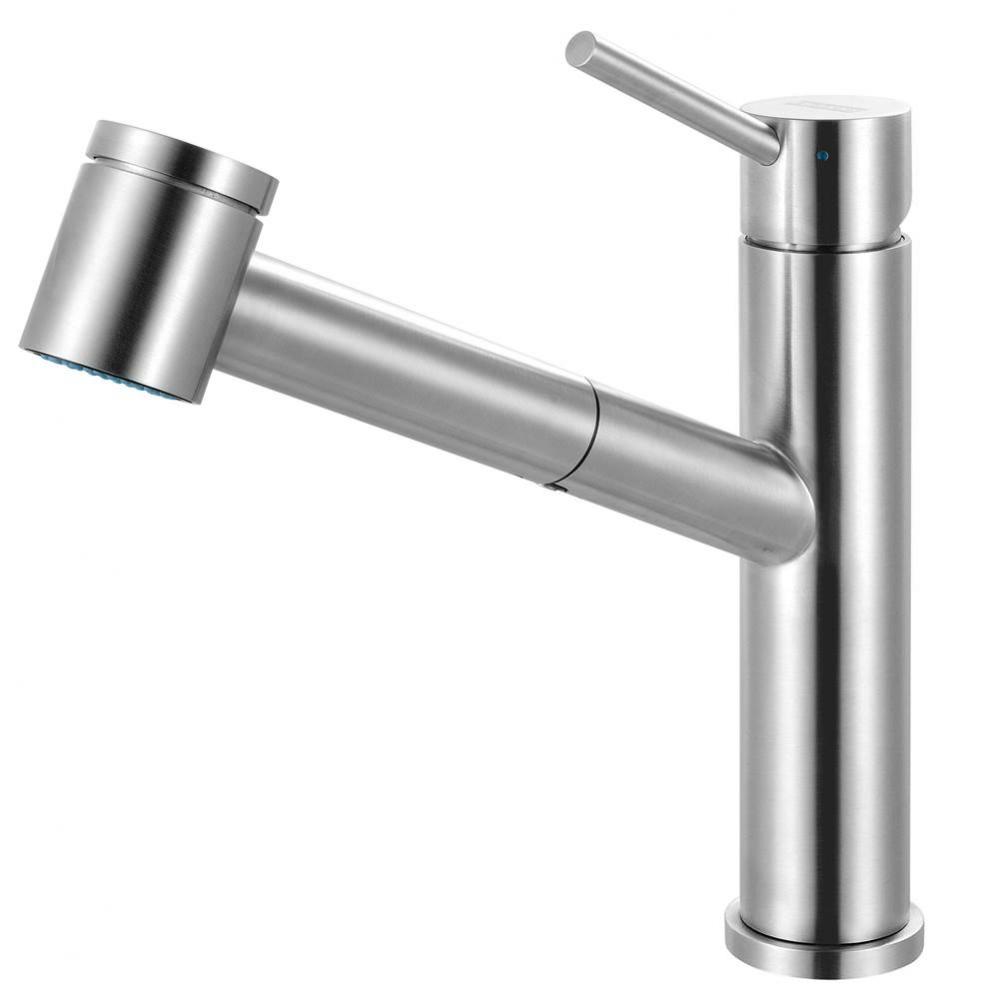 Steel 9-in Single Handle Pull-Out Kitchen Faucet in Stainless Steel, STL-PO-304