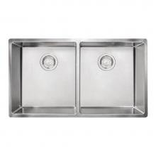 Franke CUX120 - Cube 31.5-in. x 17.7-in. 18 Gauge Stainless Steel Undermount Double Bowl Kitchen Sink - CUX120