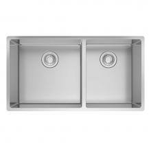 Franke CUX16032 - Cube 32.56-in. x 17.7-in. 18 Gauge Stainless Steel Undermount Double Bowl Kitchen Sink - CUX16032