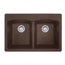 Franke EDDB33229-1 - Ellipse 33.0-in. x 22.0-in. Granite Dual Mount Double Bowl Kitchen Sink in Mocha