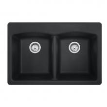 Franke EDMB33229-1 - Ellipse 33.0-in. x 22.0-in. Granite Dual Mount Double Bowl Kitchen Sink in Matte Black