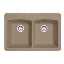 Franke EDOY33229-1 - Ellipse 33.0-in. x 22.0-in. Granite Dual Mount Double Bowl Kitchen Sink in Oyster