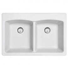 Franke EDPW33229-1 - Ellipse 33.0-in. x 22.0-in. Granite Dual Mount Double Bowl Kitchen Sink in Polar White