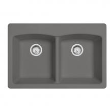 Franke EDSG33229-1 - Ellipse 33.0-in. x 22.0-in. Granite Dual Mount Double Bowl Kitchen Sink in Stone Grey