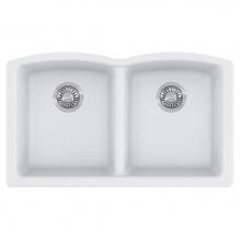 Franke ELG120PWT - Ellipse 33.0-in. x 19.7-in. Polar White Granite Undermount Double Bowl Kitchen Sink - ELG120PWT