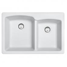Franke EOPW33229-1 - Ellipse 33.0-in. x 22.0-in. Granite Dual Mount Double Bowl Kitchen Sink in Polar White