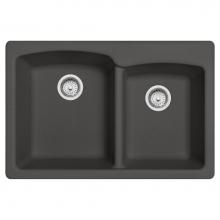 Franke EOSL33229-1 - Ellipse 33.0-in. x 22.0-in. Granite Dual Mount Double Bowl Kitchen Sink in Slate Grey