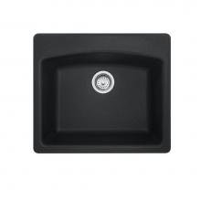 Franke ESMB25229-1 - Ellipse 25.0-in. x 22.0-in. Matte Black Granite Dual Mount Single Bowl Kitchen Sink - ESMB25229-1