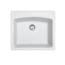 Franke ESPW25229-1 - Ellipse 25.0-in. x 22.0-in. Polar White Granite Dual Mount Single Bowl Kitchen Sink - ESPW25229-1