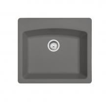 Franke ESSG25229-1 - Ellipse 25.0-in. x 22.0-in. Stone Grey Granite Dual Mount Single Bowl Kitchen Sink - ESSH25229-1