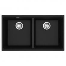 Franke MAG1201515-ONY-S - Maris Undermount 33-in x 18.94-in Granite Double Bowl Kitchen Sink in Onyx