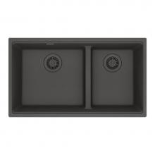Franke MAG1601611LD-SLG - Maris Undermount 31-in x 17.81-in Granite Double Bowl Kitchen Sink in Slate Grey