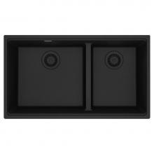 Franke MAG1601812LD-ONY - Maris Undermount 33-in x 18.94-in Granite Double Bowl Kitchen Sink in Onyx