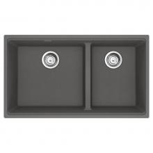 Franke MAG1601812LD-SHG-S - Maris Undermount 33-in x 18.94-in Granite Double Bowl Kitchen Sink in Stone Grey