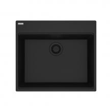 Franke MAG61023-MBK - Franke Maris Dual Mount 25-in x 22-in Fragranite Single Bowl Kitchen Sink in Matte Black