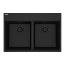 Franke MAG6201414-ONY - Franke Maris Dual Mount 31-in x 20.88-in Fragranite Double Bowl Kitchen Sink in Onyx