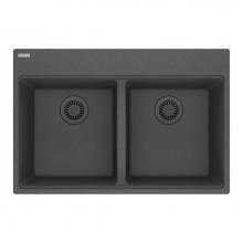 Franke MAG6201414-SLG - Maris Topmount 31-in x 20.88-in Granite Double Bowl Kitchen Sink in Slate Grey