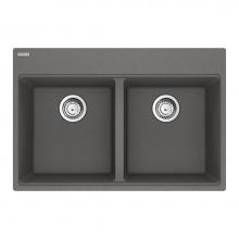 Franke MAG6201515-SHG-S - Maris Topmount 33-in x 22-in Granite Double Bowl Kitchen Sink in Stone Grey