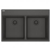 Franke MAG6201515-SLG - Maris Topmount 33-in x 22-in Granite Double Bowl Kitchen Sink in Slate Grey