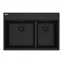 Franke MAG6601611LD-MBK - Franke Maris Dual Mount 31-in x 20.9-in Fragranite Double Bowl Kitchen Sink in Matte Black