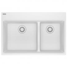 Franke MAG6601812LD-PWT - Maris Topmount 33-in x 22-in Granite Double Bowl Kitchen Sink in Polar White