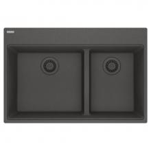 Franke MAG6601812LD-SLG - Maris Topmount 33-in x 22-in Granite Double Bowl Kitchen Sink in Slate Grey