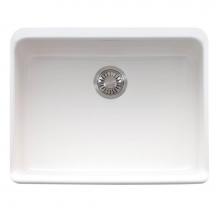 Franke MHK110-24WH - Manor House 23.62-in. x 19.88-in. White Apron Front Single Bowl Fireclay Kitchen Sink - MHK110-24W