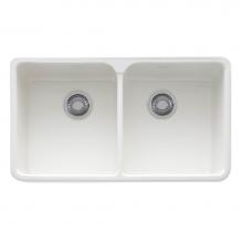 Franke MHK720-31WH - Manor House 31.25-in. x 19.75-in. White Apron Front Double Bowl Fireclay Kitchen Sink - MHK720-31W