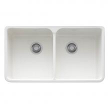 Franke MHK720-35WH - Manor House 35.5-in. x 21.62-in. White Apron Front Double Bowl Fireclay Kitchen Sink - MHK720-35WH