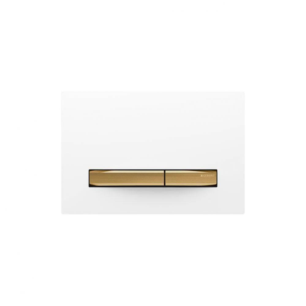 Geberit actuator plate Sigma50 for dual flush, metal colour brass: brass, white