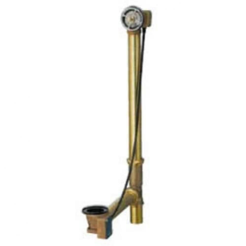 Geberit bathtub drain with TurnControl handle actuation, rough-in unit 17-24'' Brass