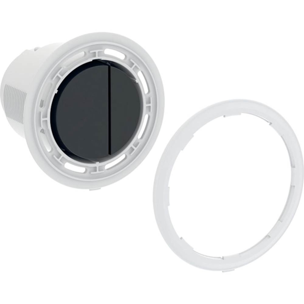 Geberit actuator for type 10 remote flush actuation, pneumatic, round, for dual flush: black / mat
