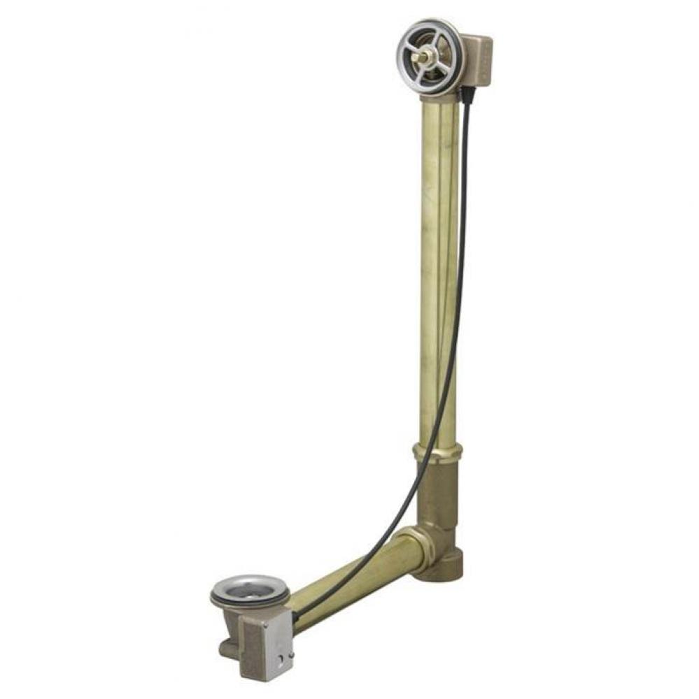 Geberit bathtub drain with TurnControl handle actuation, rough-in unit 17-24'' Brass wit