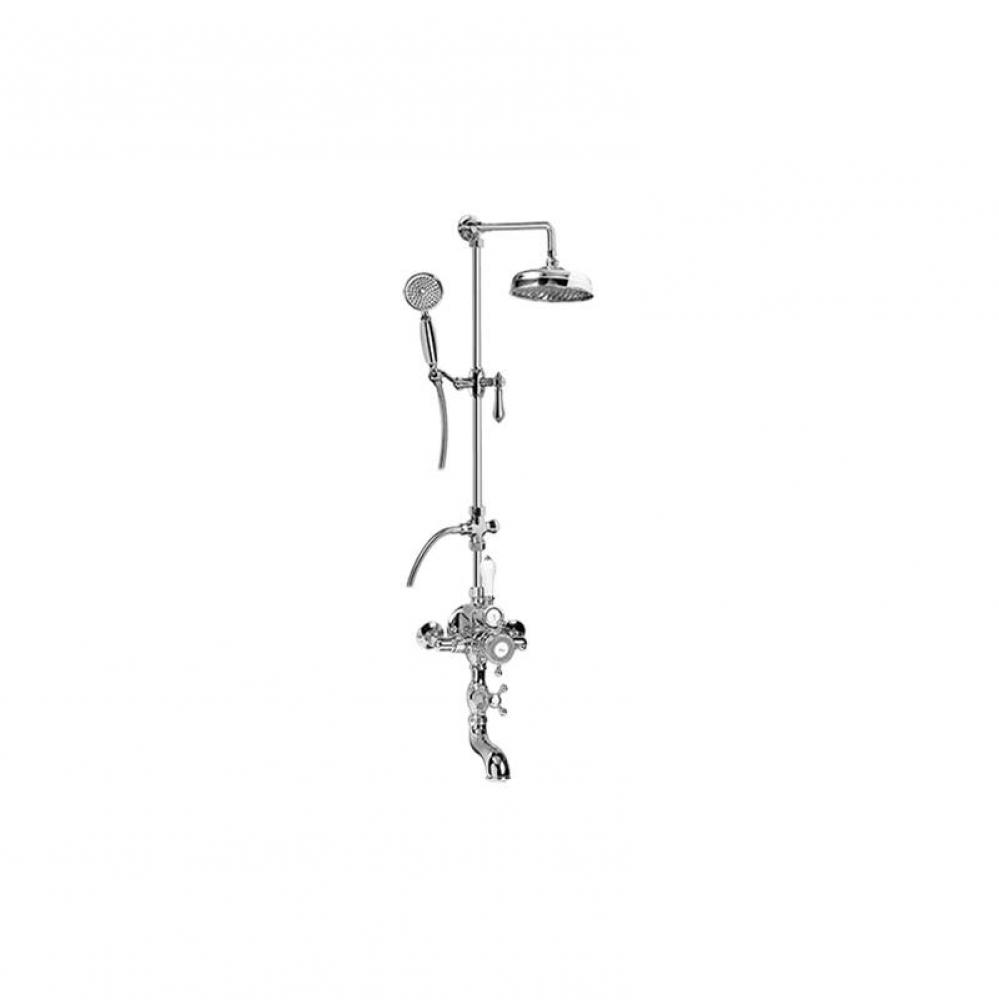 Traditional Exposed Thermostatic Tub and Shower System - w/Metal Handshower Handle